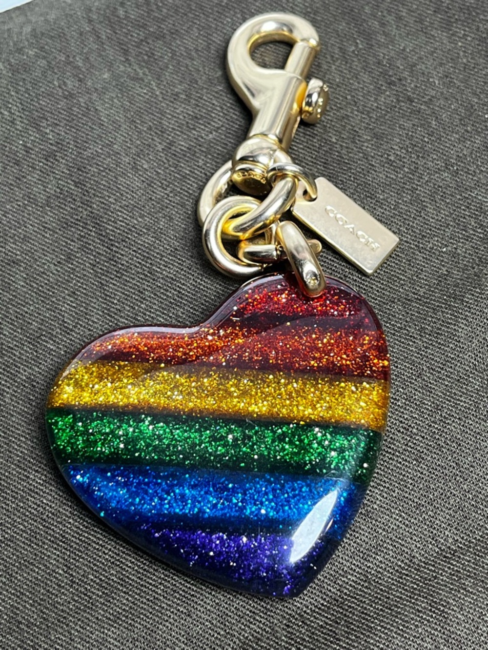 Coach Pride Rainbow Heart Keychain/Bag Charm